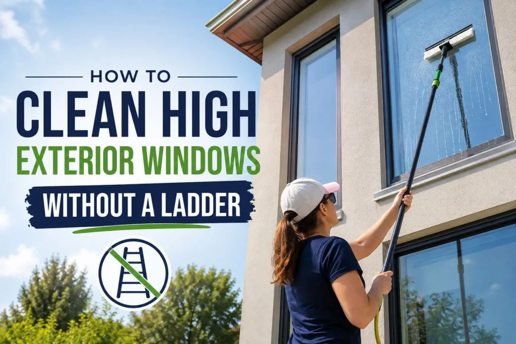 How To Clean High Exterior Windows Without A Ladder