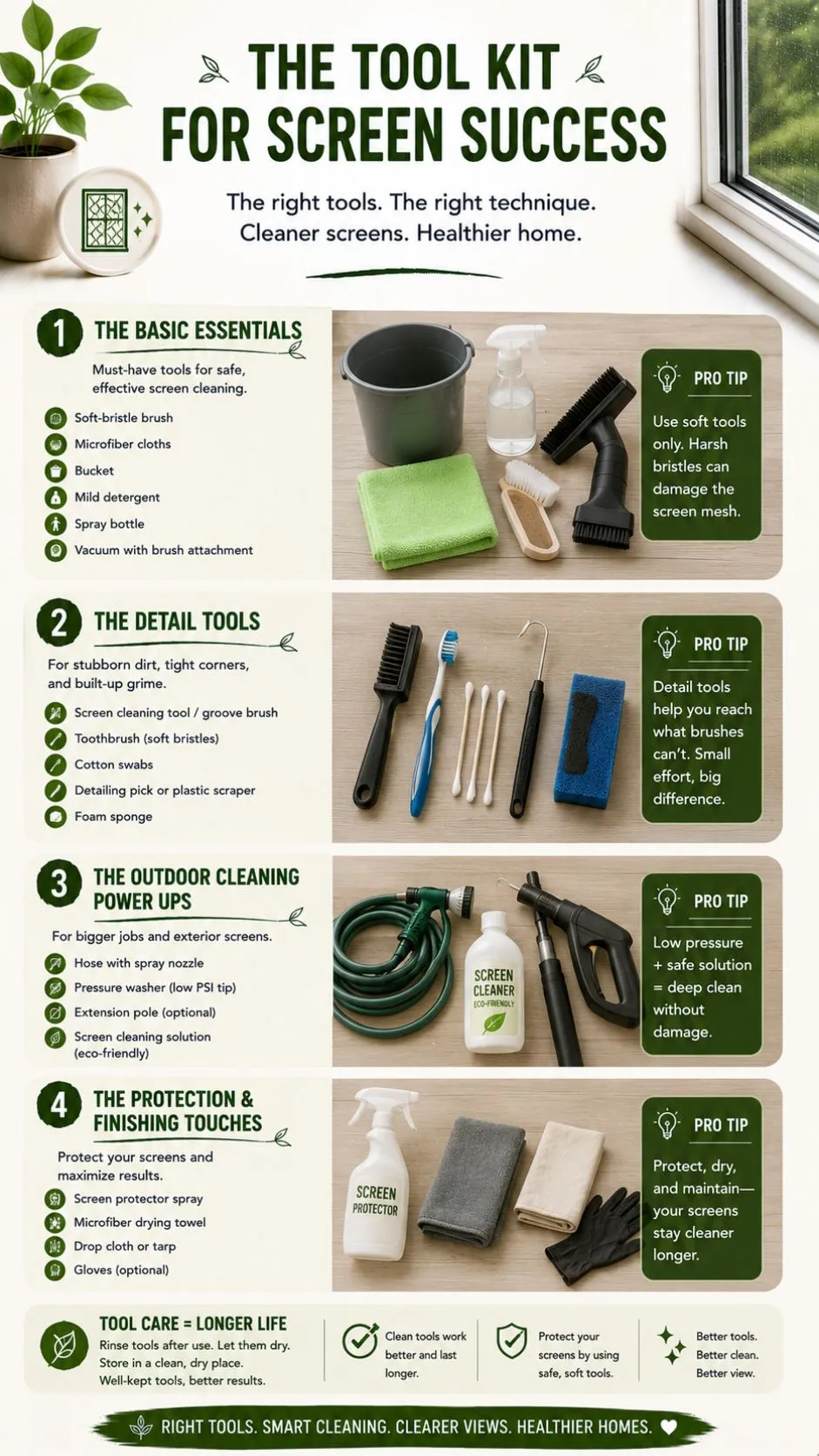 Specialized cleaning tools and detail squeegees for divided lite grid windows